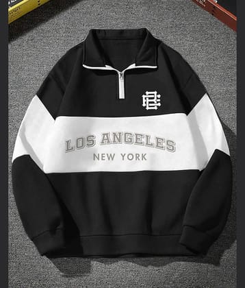 Eyebogler Fleece Polo Collar Men's Sweatshirt - Black ( Pack of 1 )