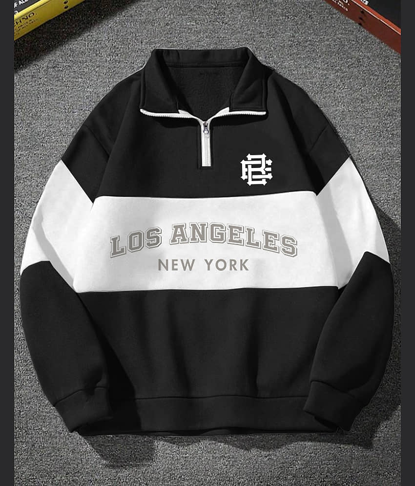 Eyebogler Fleece Polo Collar Men's Sweatshirt - Black ( Pack of 1 )