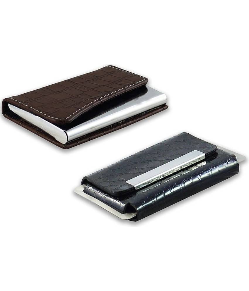 auteur A16-41  Multicolor Artificial Leather Professional Looking Visiting Card Holders for Men and Women Set of 2 (upto 10 Cards Capacity)