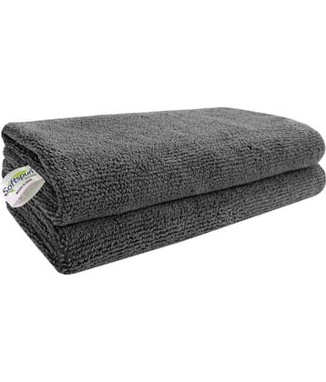 SOFTSPUN Microfiber Cloth - 2 pcs - 40x40 cms - 340 GSM Grey - Thick Lint & Streak-Free Multipurpose Cloths - Automotive Microfibre Towels for Car Bike Cleaning Polishing Washing & Detailing