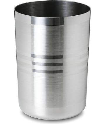 Dynore 1 Round Glass Steel Water Glass 300 ml ( Pack of 1 ) Silver