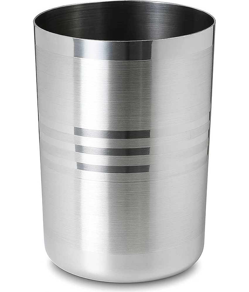 Dynore 1 Round Glass Steel Water Glass 300 ml ( Pack of 1 ) Silver