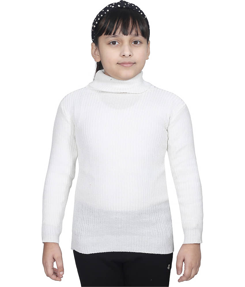 IndiWeaves Pack of 1 Girls Wollen Pullover ( White )
