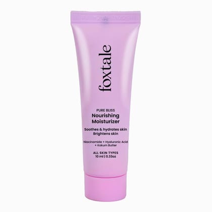 Foxtale Nourishing Ceramide Face Moisturizer with Niacinamide for 100 Hr Hydration, Lightweight & Non-Sticky, For Soft & Glowing Skin, Men & Women, All Skin Types, 10 ml Foxtale Nourishing Ceramide Face Moisturizer with Niacinamide for 100 Hr Hydration, 