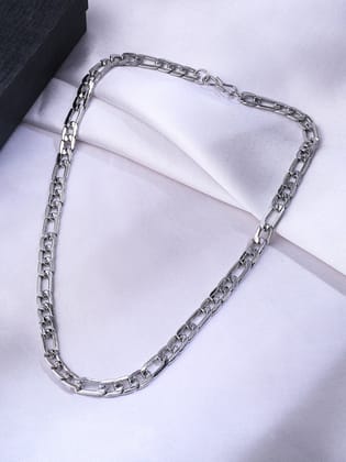 NVR Men Silver-Toned Stainless Steel Rhodium Plated Chain
