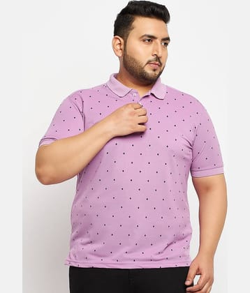 RELANE Pack of 1 Cotton Blend Regular Fit Printed Half Sleeves Men's Polo T Shirt ( Lavender )