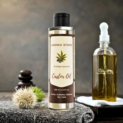 100% Pure Cold Pressed Castor Oil for Hair Growth, Eyelash & Eyebrow Care, Skin Moisturizer Hexane Free, Unrefined, Natural