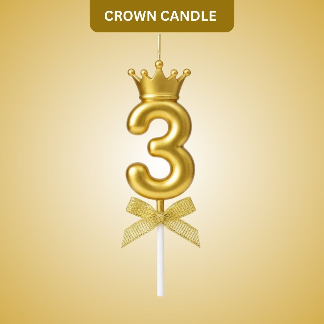 Golden Crown Numerical Candle No. 3