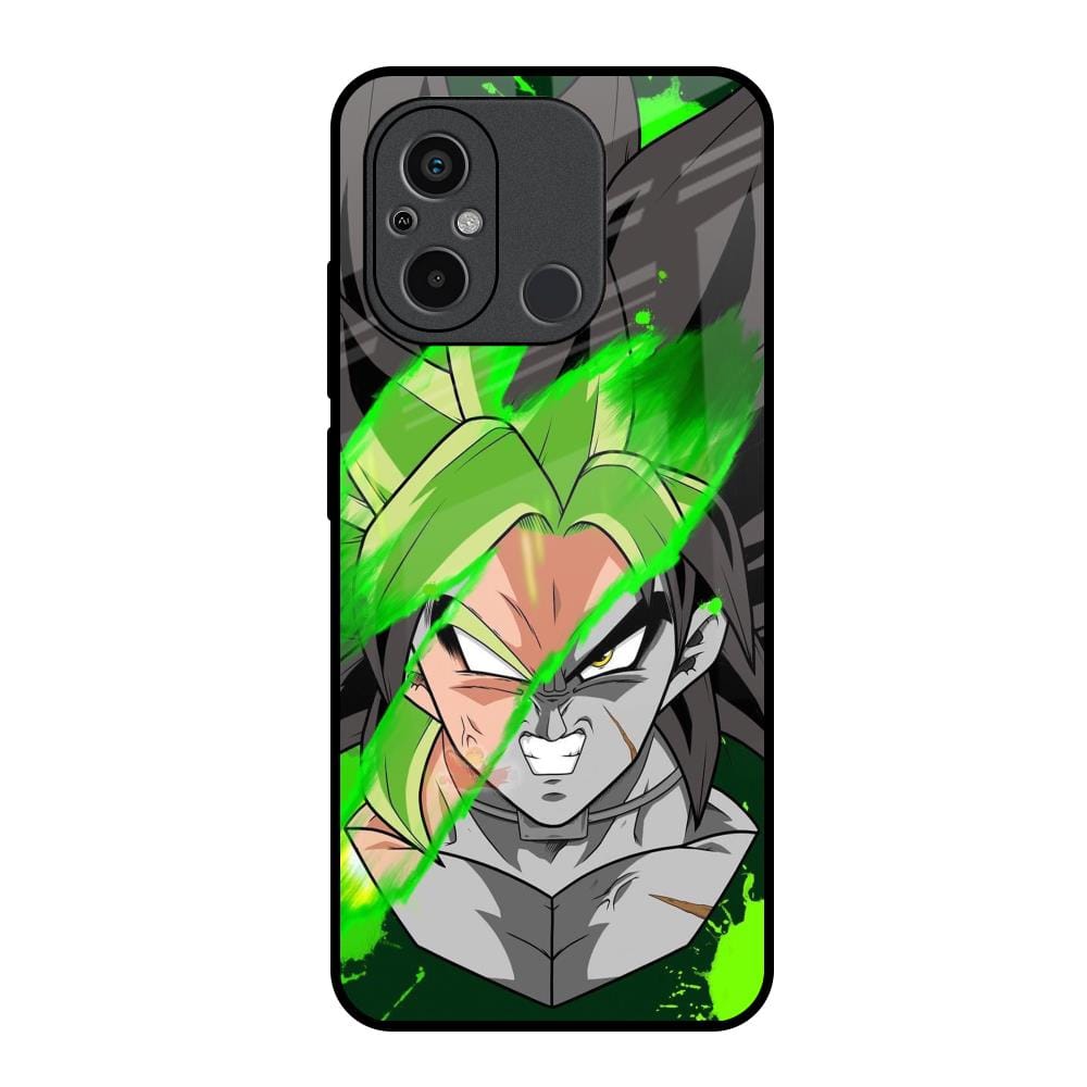 Anime Green Splash Glass Case for Redmi 12C