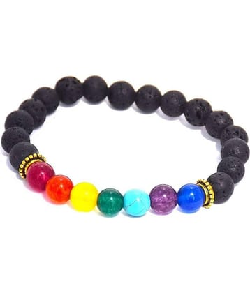 Lava Beads and 7 Chakra Crystals Unisex Bracelet for Grounding and Emotional Balance