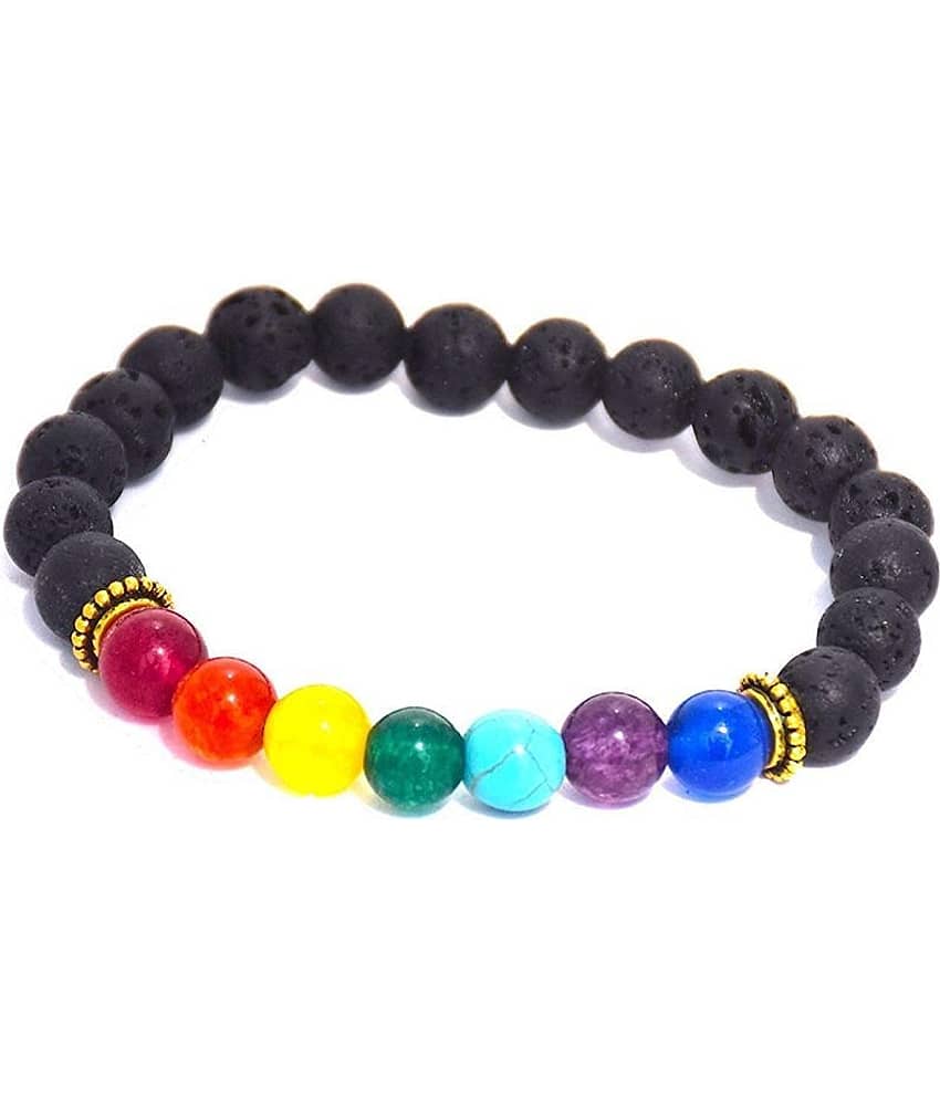 Lava Beads and 7 Chakra Crystals Unisex Bracelet for Grounding and Emotional Balance