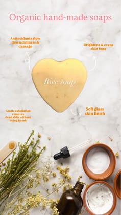 Organic Handmade Rice Soap - Heart Shape  50 G