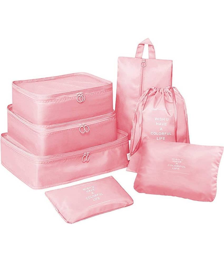 House Of Quirk Pink 7 PieceTravel Organizer Bag Premium Quality