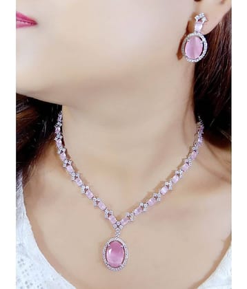 Ladymania Pink Alloy Necklace Set ( Pack of 1 )