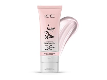 RENEE Lumi Glow Highlighting Sunscreen with SPF 50, Lightweight & Non-Sticky, No White Cast, Protect against UVA-UVB, Radiant Finish