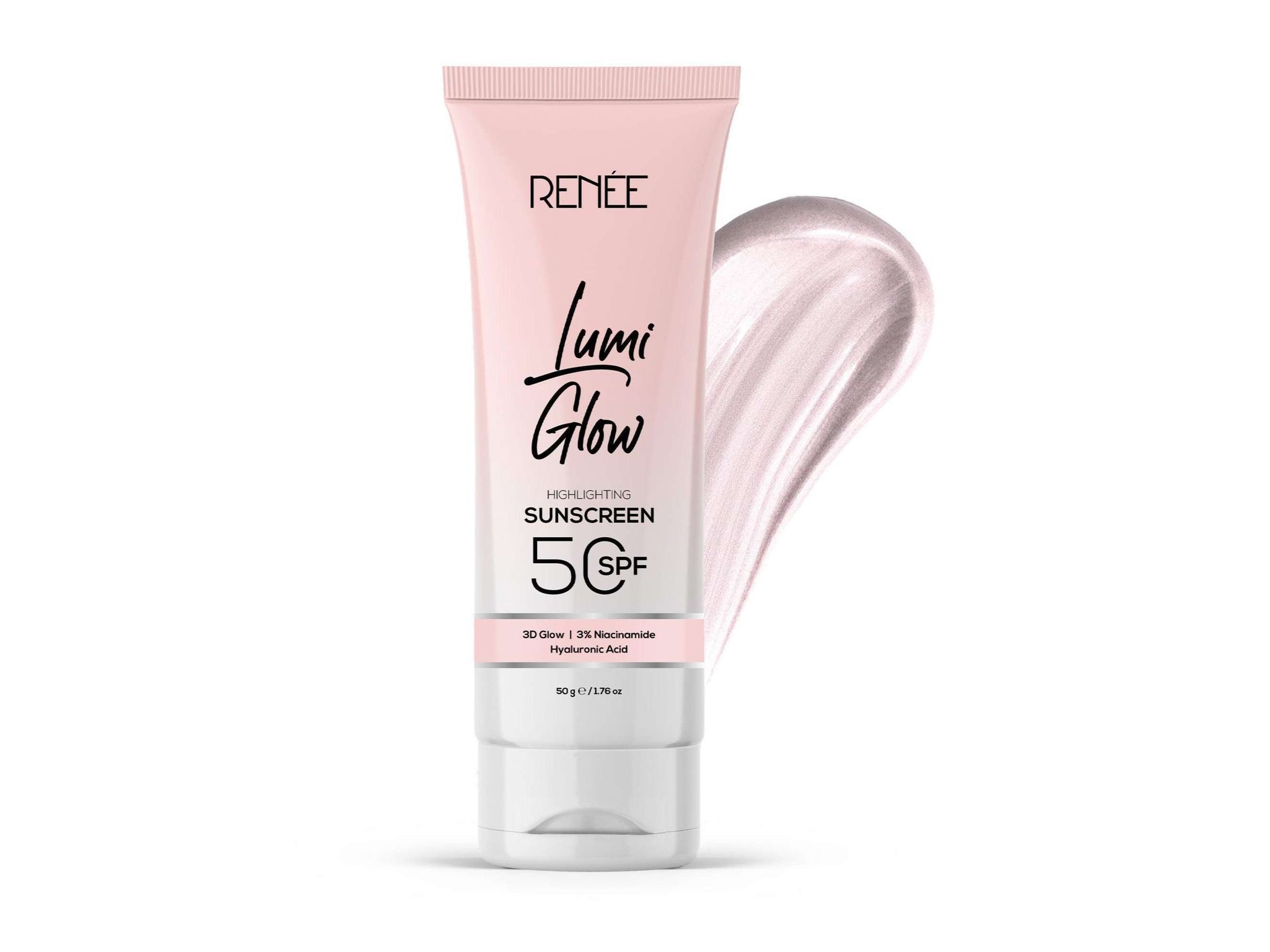 RENEE Lumi Glow Highlighting Sunscreen with SPF 50, Lightweight & Non-Sticky, No White Cast, Protect against UVA-UVB, Radiant Finish