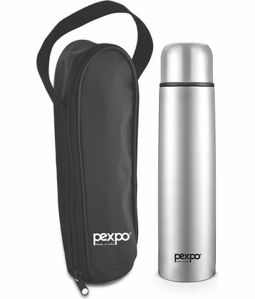 Pexpo 750ml 18 Hrs Hot and Cold Flask with Zipper-bag, Flip Pro 750ml Vacuum Water Bottle (Pack of 1, Silver)