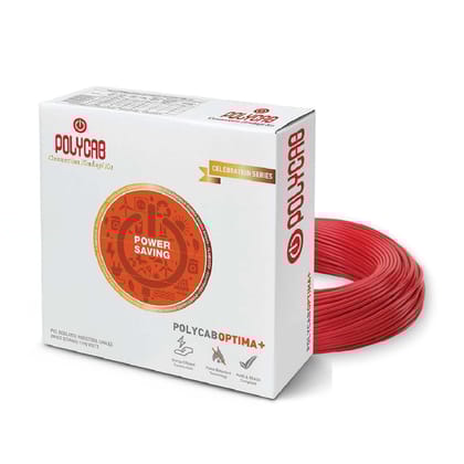 Polycab Optima Plus FR-LF 2.5 SQ-MM, 90 Meters PVC Insulated Copper Wire Single Core Flexible House Cable for Domestic & Industrial Connections Electric Wire (Red)