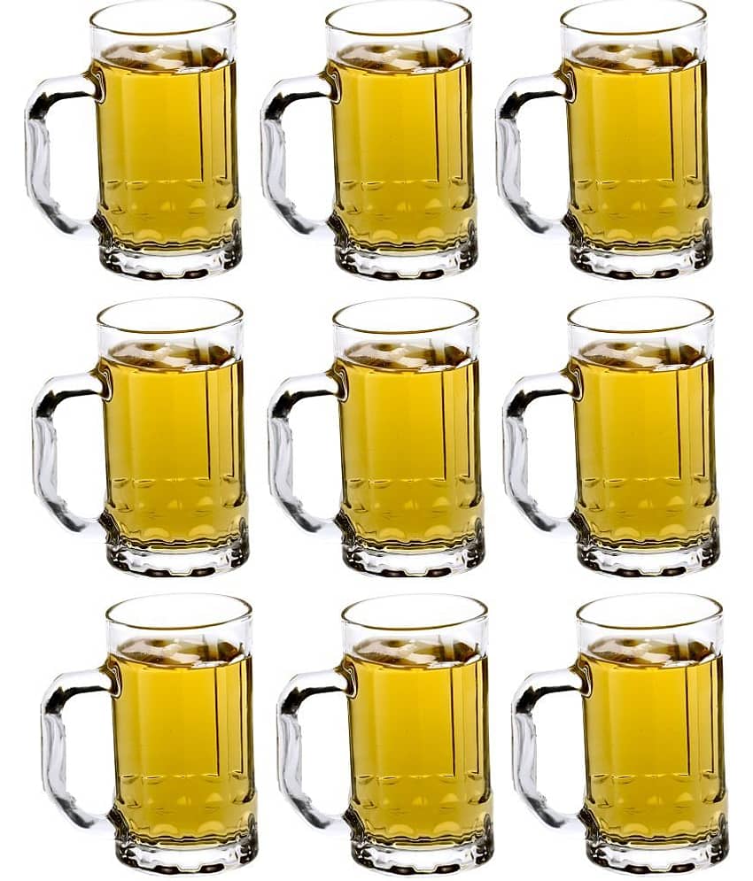 Afast Beer Mug Glasses Set,  400 ML - (Pack Of 9)