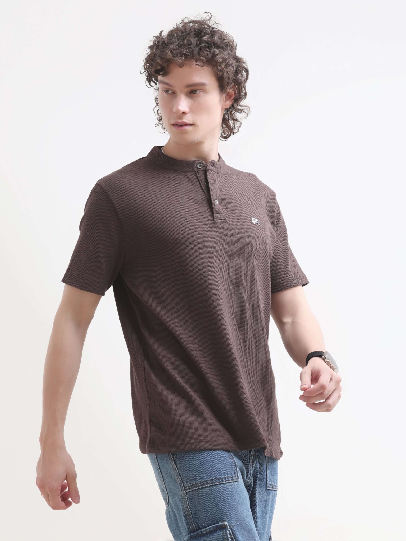 Pinnacle Brown Henley T-shirt-XL
