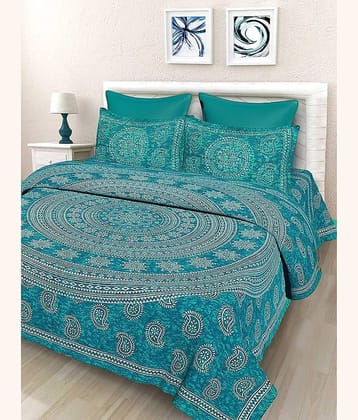 Cosito Cotton 1 Double Bedsheet with 2 Pillow Covers ( Green )