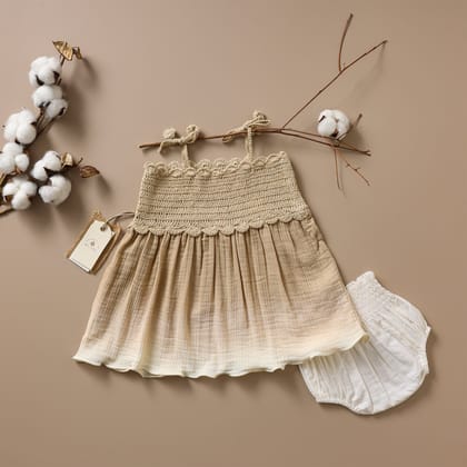 Poshaak Hand Crochet Ombre Dyed Baby Girl Dress-6-9 months