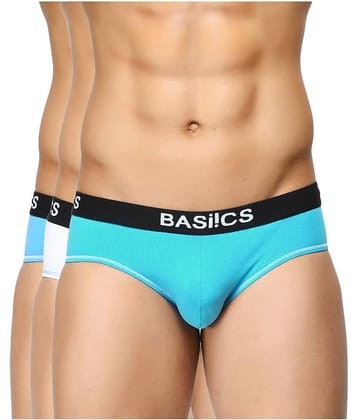 BASIICS By La Intimo Pack of 3 Cotton Blend Briefs For Men's ( Multicolor )