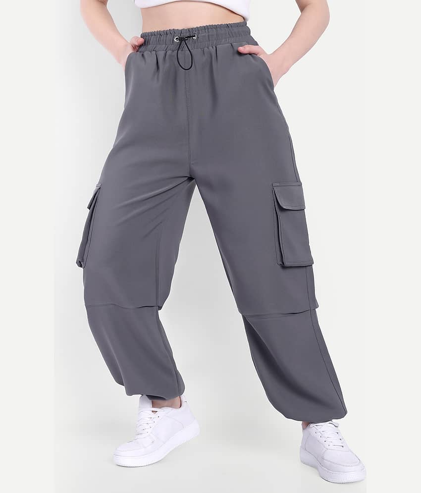 Broadstar Pack of 1 Polyester Baggy Women's Cargo Pants ( Dark Grey )