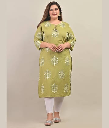 Swasti - Green Cotton Women's Straight Kurti ( Pack of 1 )