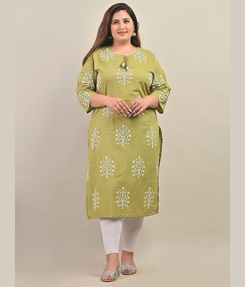 Swasti - Green Cotton Women's Straight Kurti ( Pack of 1 )