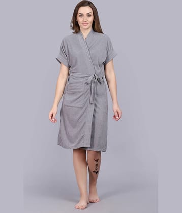 Poorak Grey Free Size Bathrobe ( Pack of 1 )
