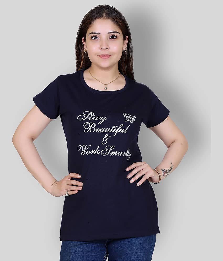 Ogarti Women's Cotton Regular Top ( Navy Blue )
