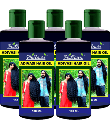 Phillauri Adivasi Ayurvedic Herbal Hair Oil - Dandruff Control - Hair Loss Control - Long Hair - For Women and Men (100 ml) Pack of 5