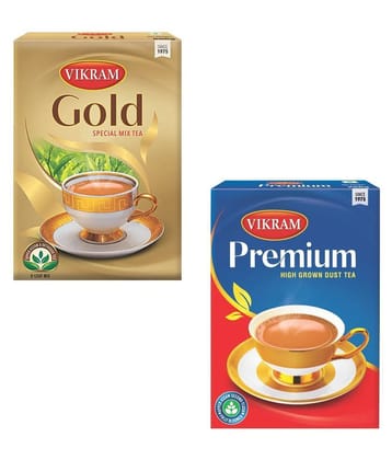Vikram Gold Mix Special Tea 500Gm Assam Tea Powder  +Premium Dust 250 gm Pack of 2