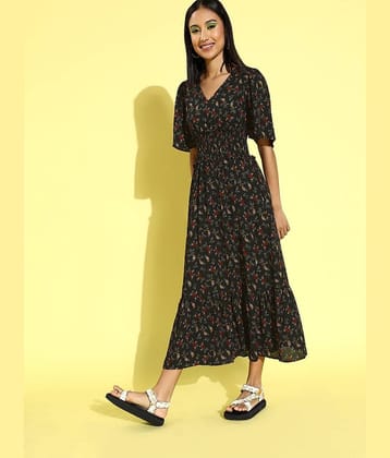 Rare Women Georgette A-line Dress ( Black )