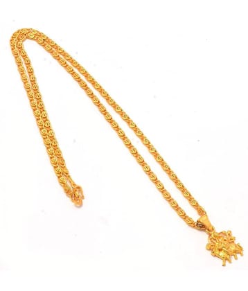 Jewar Mandi Maa Durga Shero Wali Mata Ji Gold Plated Locket/Pendant with Link Chain Daily use for Men, Women & Girls, Boys