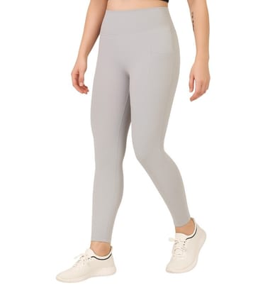 Womens Polyester Solid Ankle length High Waisted Tights Size 2XL (Grey)