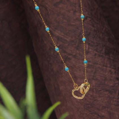 Stainless Steel Heart Shaped Baguette Pendent Pearl Chain Ne