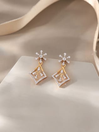 Akamai Silver Moissanite Dangle Earrings | 22KT Gold Vermeil-Yellow Gold