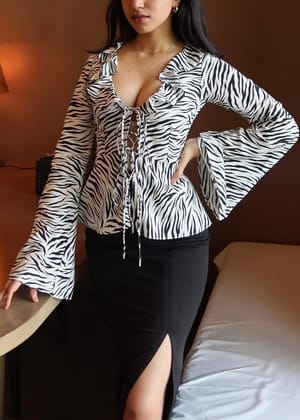 Zebra Print Blouse-XXS