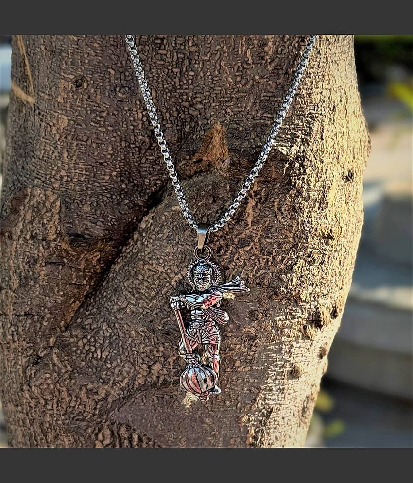 Charms Silver Religious Pendant With Chain ( Pack of 1 )