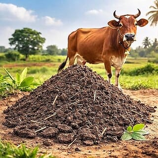 100 Sun Dried Cow Dung Manure for Gardening Plants, Natural Organic Fertilizer (2 Kg) 1 Qty