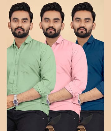 ALY JOHN Cotton Regular Fit Full Sleeves Men's Formal Shirt - Multicolor 9 ( Pack of 3 )