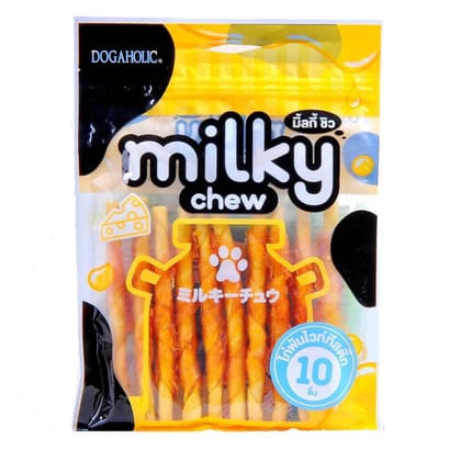 Milky Chew Stick Style Treats for Dogs | Premium Cheese & Chicken Flavored Dog Snacks | Rawhide-Free, Highly Digestible Treats for All Ages & Breeds | Strengthens Bones & Teeth | Pack of 4