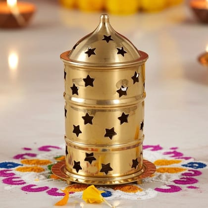 Brass Table Decor Oil Lamp, Deepak No. 2  - Designer Chain Lamp for Lighting, Height : 5.5 Inch (ZMAS539 B)