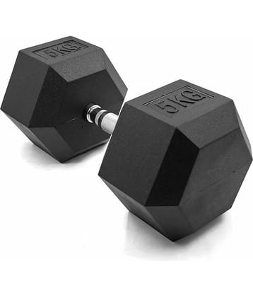 Slovic Rubber 5 kg Fixed Hex Dumbbell