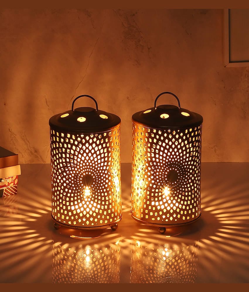 Urban Hamlet Gold Table Top and Hanging Iron Tea Light Holder - Pack of 1