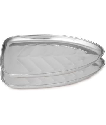 Dynore 2 Pcs Stainless Steel Silver Tray