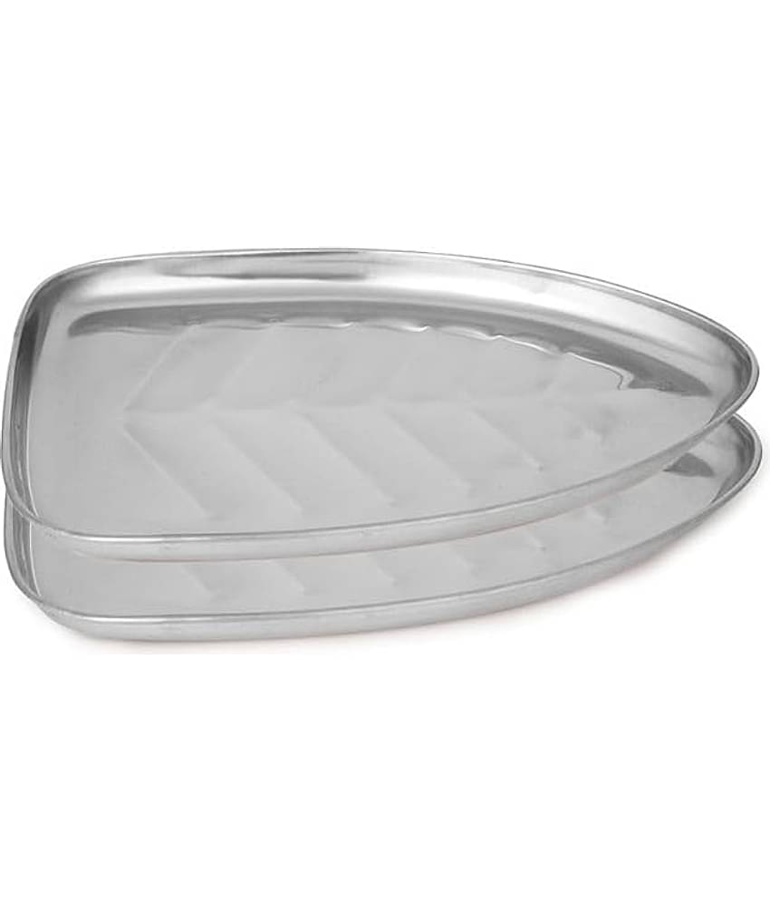 Dynore 2 Pcs Stainless Steel Silver Tray