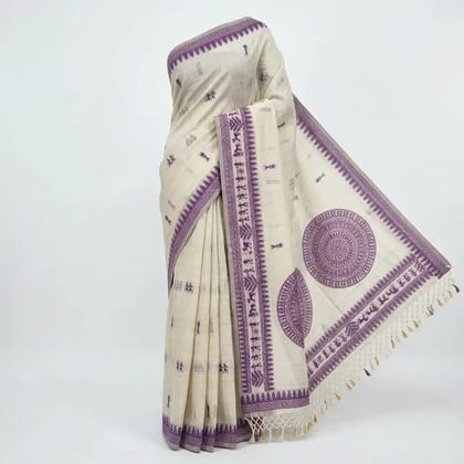 Purple Printed Sambalpuri Saree